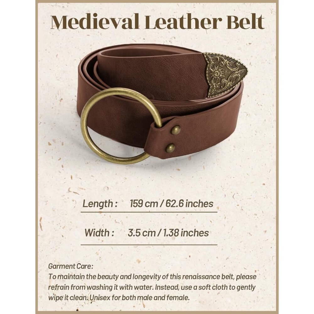 Cosplay-Ready Dark Brown Leather Belt for Pirates, Vikings & Renaissance Fairs - Picture 6 of 9